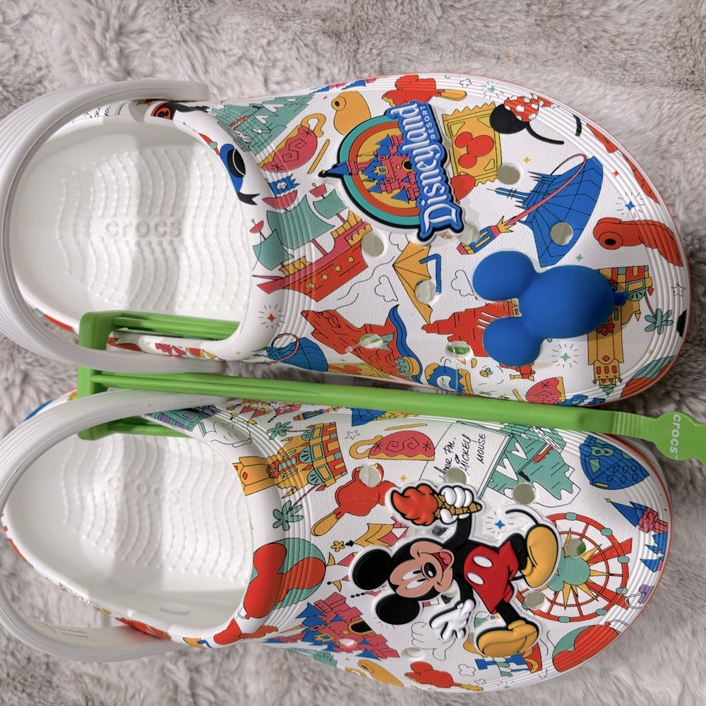 Disney White Crocs with Mickey Mouse Jibitz - NWT!!
